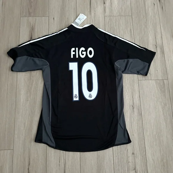 Real Madrid Luis Figo Retro Jersey Black - Picture 1 of 5